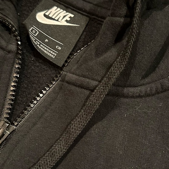 Nike S Women's Blk Long Sleeve Hooded Full Zip Up Athletic Track Logo Jacket EUC - Picture 3 of 4